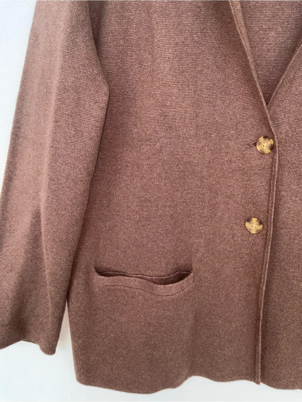 Lands' End Chocolate Brown Knit Blazer